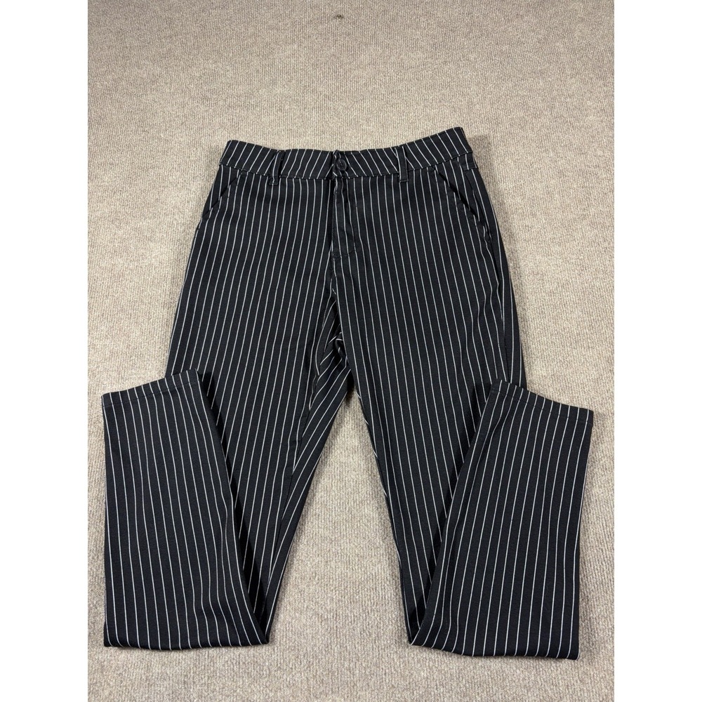 GINGTTO Mens 32x32 Black White Pinstripe Slim Stretch Dress Pants Casual